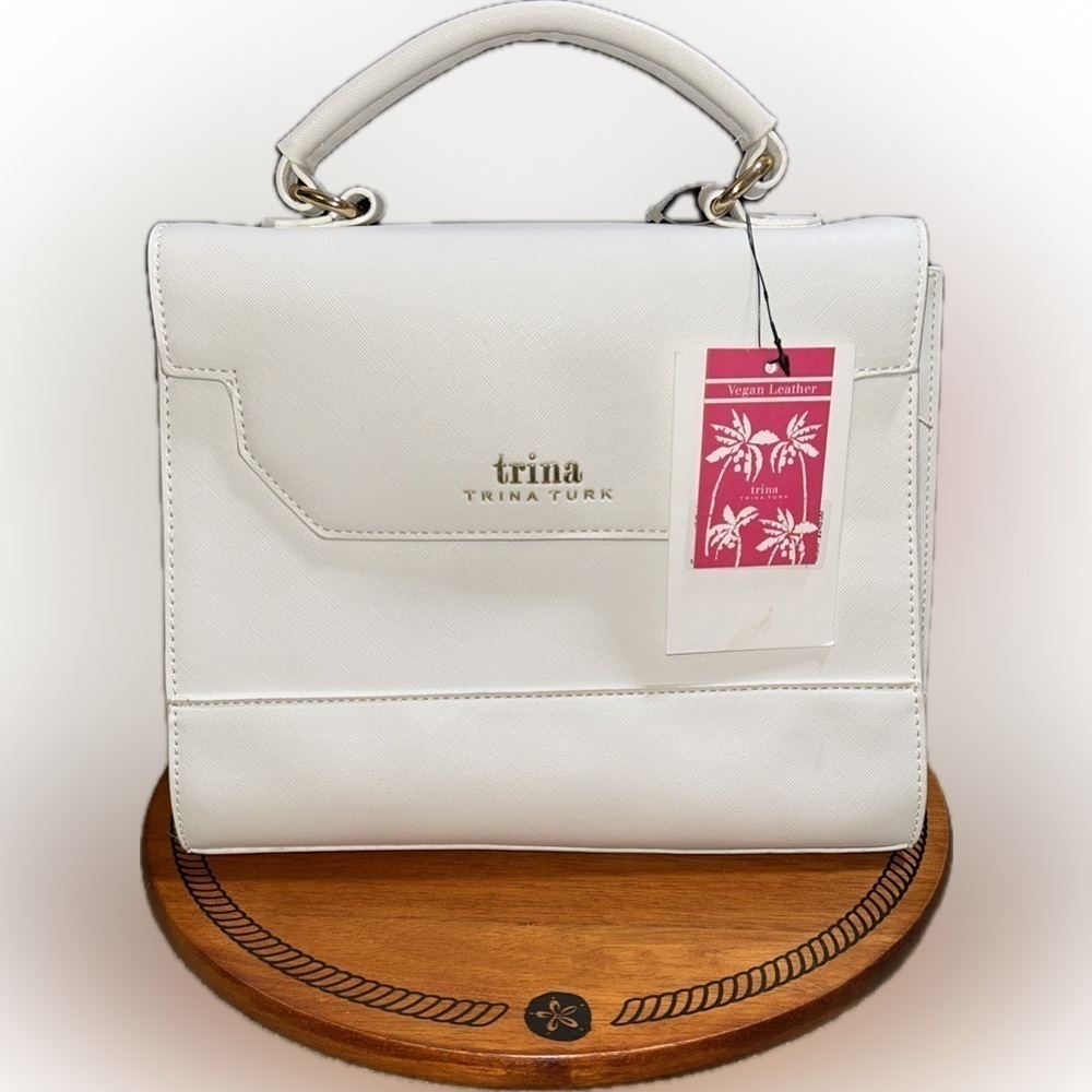 NWT Trina Turk Top Handle Satchel with Crossbody Strap in White - Picture 1 of 6